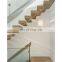 Modern house glass staircase design led glass steel wood floating stairs