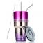 Amazon Hot Sale 30OZ Double Wall Vacuum Insulated Stainless Steel Tumbler with Straw&Slider Lid&Cleaning Brush