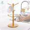 Bamboo Mug Rack Tree Coffee Tea Cup Organizer Hanger Holder With 6 Hooks Removable Bamboo Mug Rack Stand