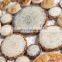 Flambed glazed penny round ceramic pebble mosaic tile