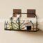 Custom Wall Mounted Bathroom Shelf Organizer Metal Wire Bamboo Base Adhesive Shower Caddy
