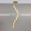 Custom spiral stairwell warm white light LED natural alabaster chandelier hotel stairwell linear decorative pendant light