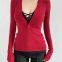 Pure Desire Style Sexy V-neck Slim Knitted Shirt Spring New Style Spicy Girl Style Lace Inner Long Sleeve Bottom Top