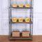 Corrosion-Resistant Bolt Free MDF Rivet Shelving Unit in Black Steel Material