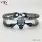 2016 Viya Latest Fashion Jewelry Stingray Leather Bracelet 925 Sterling Silver Bracelet with Charm Diamond for Men