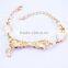 Elegant Women's Paved With Crystal Double Bowknots Gold Bracelet