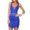 sexy rayon nylon dress knee length bandage dress mature elegant women sexy stretch mini dress v neck pencil dress