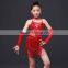2016 Children Dance Dresses Sequin Outfit with Sleeves Girls Dance Latin Dress Latin Dance Kids Tassel Fringe