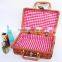 Vintage color rattan storage box wicker basket with handle