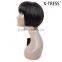 straight high tempreture fibre machine made 92g Wholesale cheap fashion style short synthetic wig
