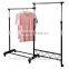 Double Bar Folding Chrome Garment Rack clothes hanging stand