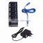 Black Led Ligted Switchable 4 Ports USB Hub 3.0