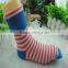 100% cotton hot sale teen girl tube knee high socks canada,red color blue in the bottom