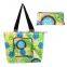 PP handles floral print polyester foldable beach bag wholesale