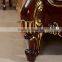 European Royal Brown Wooden Hand Carved Bed With Leather Headboard(MOQ=1 SET)