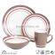 16pcs for 4person solid color with circle grace designs ceramic dinnerware set
