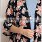 Fashion Classic Fall Sweaters Open front Black Floral Kimono Duster long maxi cardigan