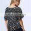 new design ladies heavy sequin embroideried embellishment beaded top Women Blouse