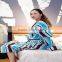 Colorful striped printed coral fleece Ladies Bathrobe with big Collar