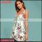 Latest dress designs floral print backless summer woman mini dress