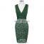 Grace Karin Sexy Sleeveless V-Neck U-Back Hips-Wrapped Bodycon Tight Short Dark Green Cocktail Dress GK001082-3