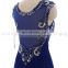 New Fashion Gorgeous Beaded Cap Sleeve Sheath Royal Blue Cocktail Dress LX336