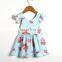 Fashion Ruffle Flower Printed Summer Dress Backless Cotton Baby Girl Party Dress