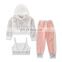2020 spring children's new suit girls' sportswear summer sets of hollow mesh sweater + suspenders + sports pants