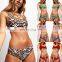 2019 New Sexy Leopard Low Cut Beach Bikini Women Patchwork Belt Buckle Bandage Bandeau Bather Bathing Suit Mujer Padded Swimsuit