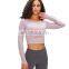 Ready to ship women fitness workout clothing new arrival women inset bra long sleeve gym yoga crop top