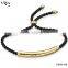 Hot sale 2014 fashion gold filed druzy stone pendant silk ribbon bracelet