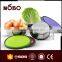 3PCS stainless steel round food container set with colorful plastic lid