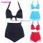 High Quality Girl Fabric Halter High Cut Swimsuit