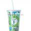 BPA Free Double Wall Pint Cup 16OZ/480ML with insert colorful PVC