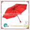 High quality red fabric with black-electro plated metal 3 fold umbrella