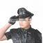 New Men's Police Style 100% Real Goatskin Leather Black Hat