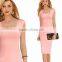 Summer Work Office Dress Plus Size Bodycon Sheath Square Neck Sleeveless Midi Knee-length 6XL Ladies Vestidos