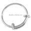 SRR0824 Silver Tone Blank Wire Hoop Adjustable Ring 316L Mens Ring Stainless Steel Ring