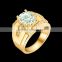 Men's 18k yellow gold plated ring , Clear cubic zirconia cz finger ring for women