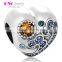 X372 Promotion Sterling Silver 925 Love Bead, Enamel Heart Paved Diamond Charms