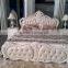 New french rococo style white bedroom furniture set wood high back full leather bed