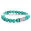 Vogue Jewelry Tibetan Silver Bracelet Turquoise Bead Chain Rhinestone Bangle