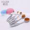 7pcs Silver Toothbrush shaped paint brushes for makeup