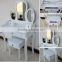 Bedroom Wooden Dresser, Dressing Table Set with Stool and Mirror, Make-up Home Furniture
