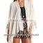 2016 autumn casual women sheer wholesale half sleeve short lace fringe cardigan blouse