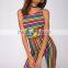 Designers Strip Rainbow Jumpsuit Summer Sublimation Print body suits Polyester Spandex Bodycon Custom pants