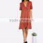 Hot Selling American Costom V Neck Tie Waist Wrap Up Dress Short Sleeve Polyester Spandex Casual Dress