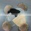 Manufacturer 100% Pure flat/cable/ribbed knitted cashmer hats with detachable raccoon fur pom pom
