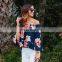 2017 spring summer printed flower t shirt off shoulder t shirt cute chiffon t shirt