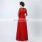 Real Sample Popular Red Floor Length A Line Zipper Tulle Formal 1/2 Sleeve Jewel Custom Made Beaded Evening Dresses